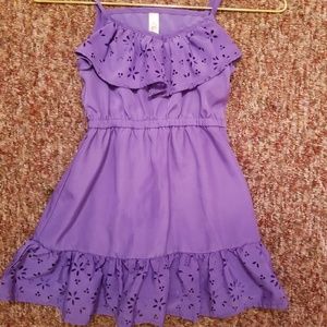 Purple Spaghetti Strap Eyelet Dress
